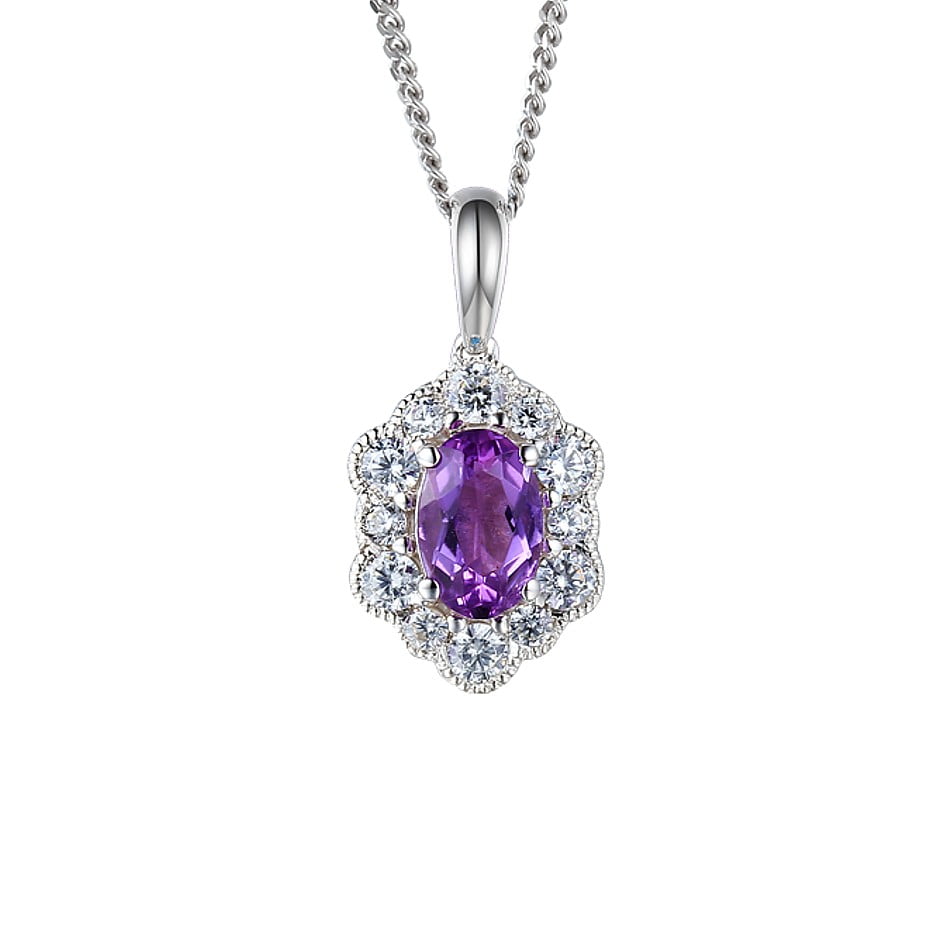 Amore Sterling Silver Lovable You Amethyst Cluster Necklace