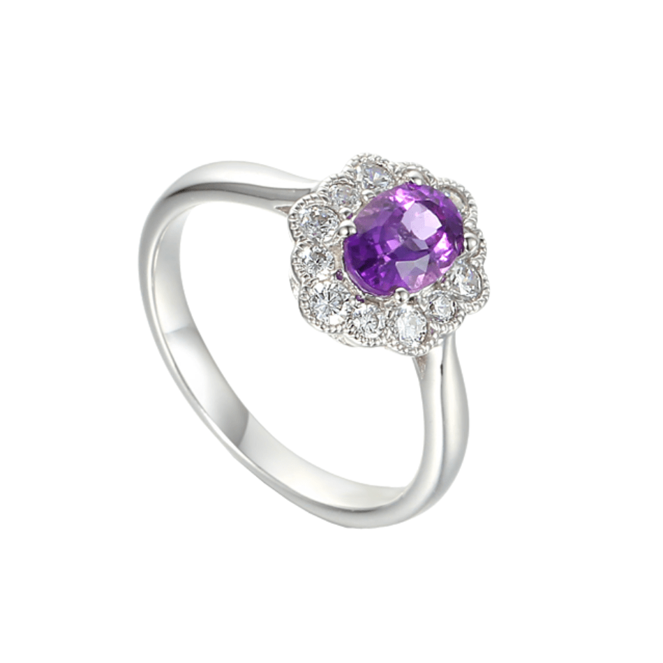 Amore Sterling Silver Lovable You Amethyst Cluster Ring