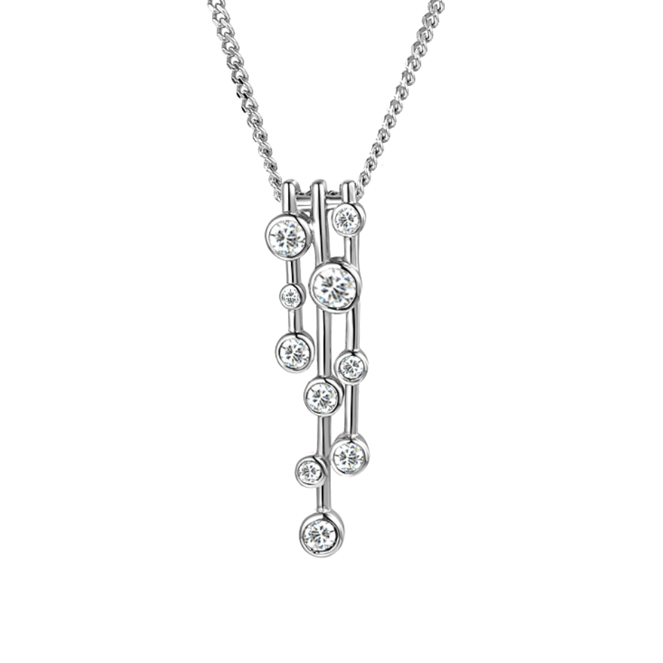 Amore Sterling Silver Fantasia Raindrops Cubic Zirconia Necklace