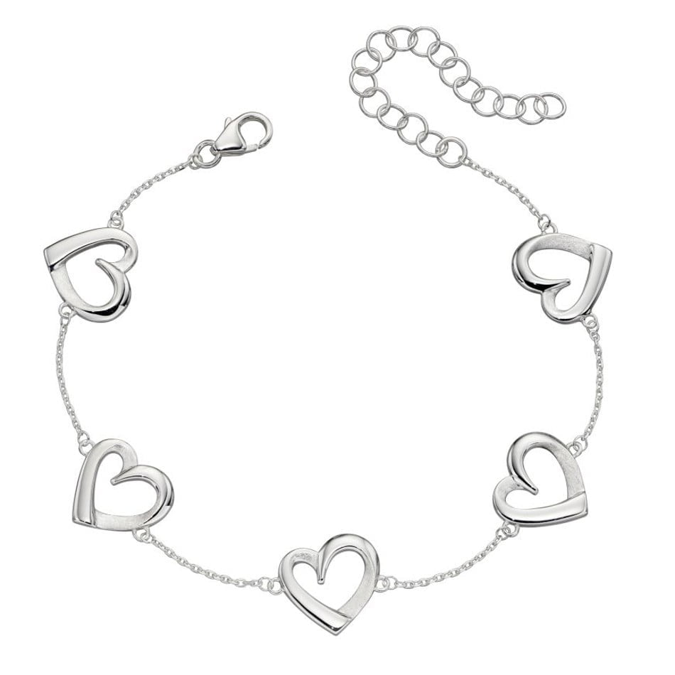 Elements Silver Layered Heart Station Bracelet