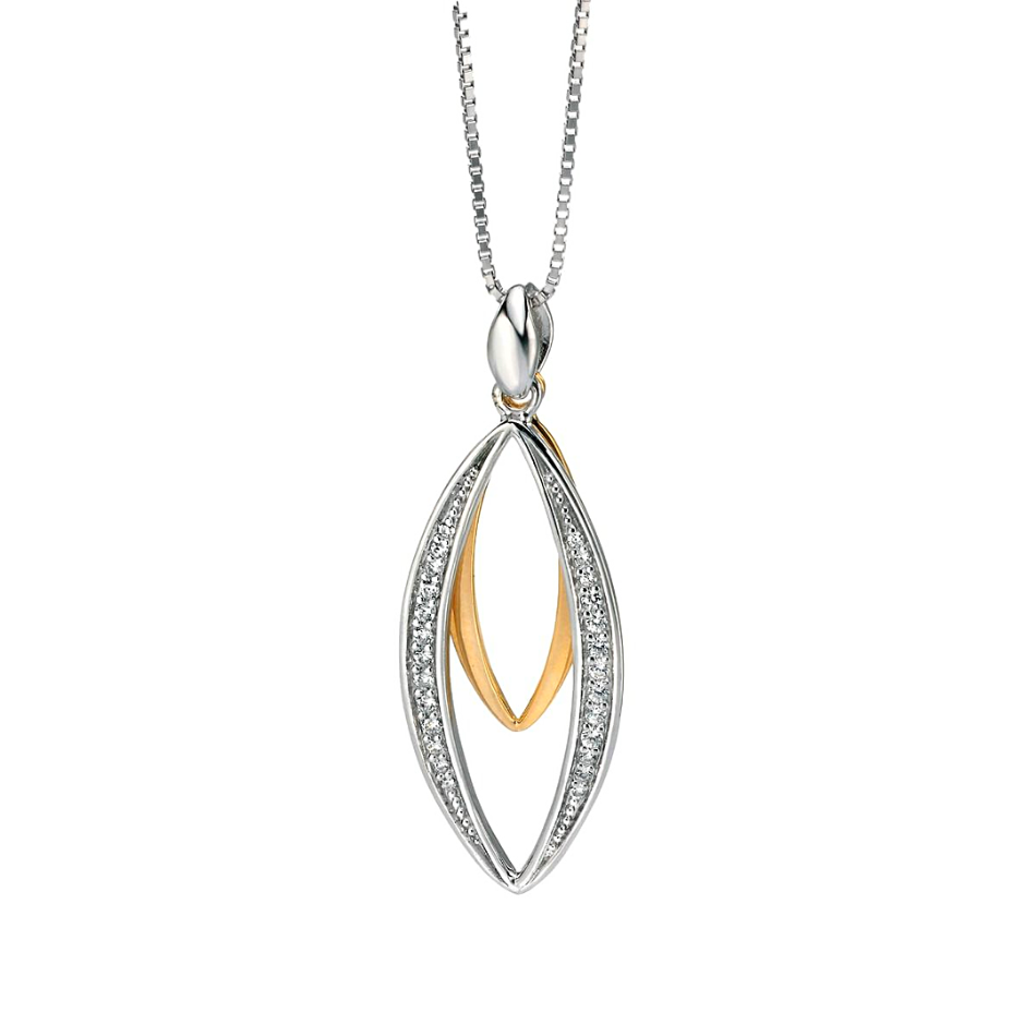 Fiorelli Silver & Yellow Gold Plated Open Marquise Cubic Zirconia Necklace