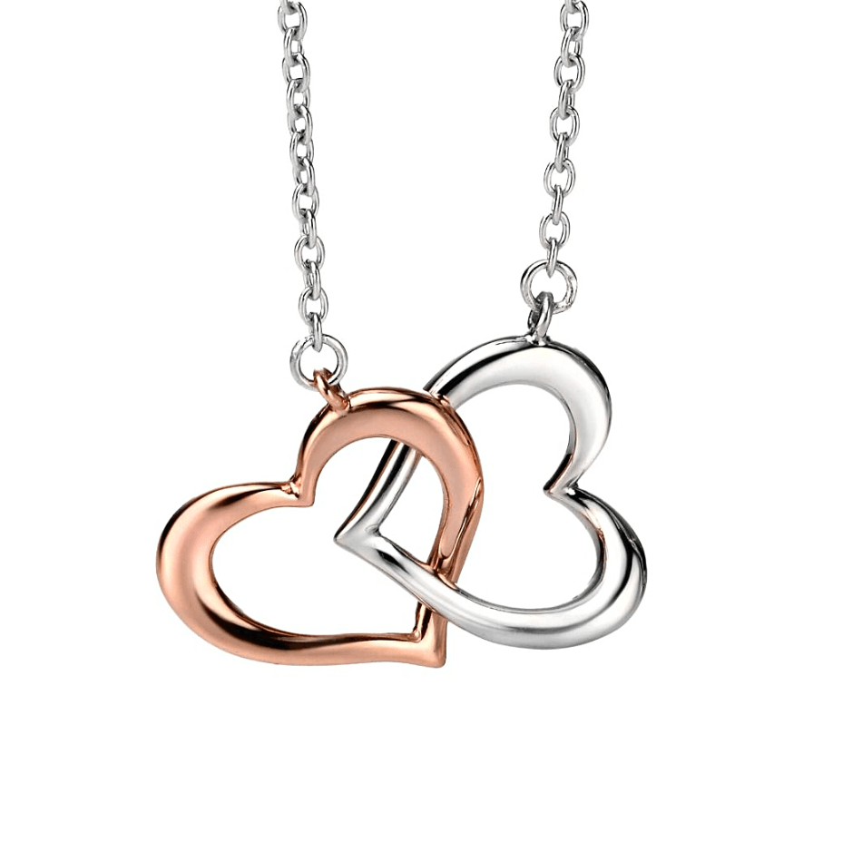 Fiorelli Silver & Rose Gold Plated Heart Link Necklace