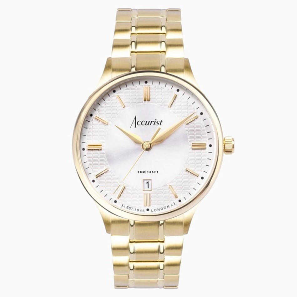 Accurist Mens Classic Gold Case & Silver Dial Watch