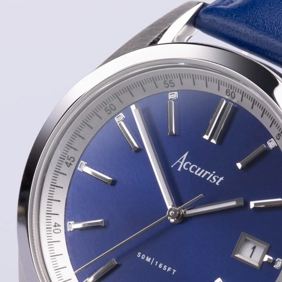 Accurist Mens Everyday Silver Case & Blue Strap And Dial Watch - Image 2
