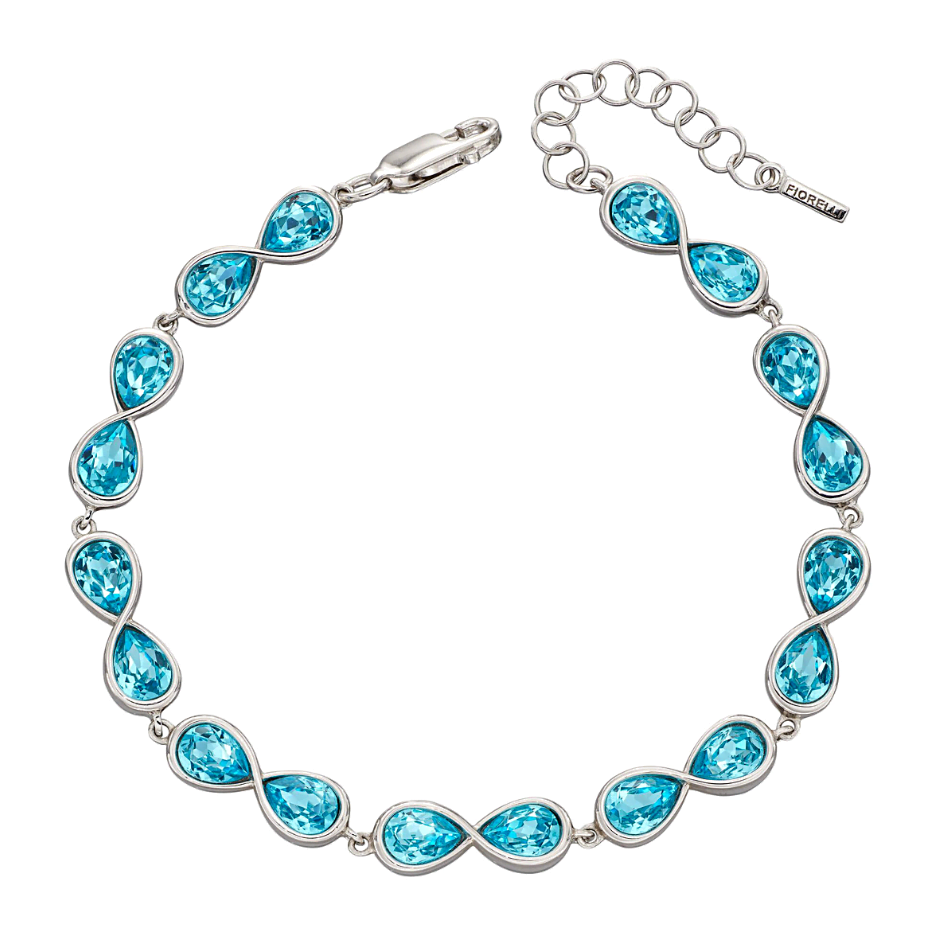 Fiorelli Silver Infinity Aqua Bohemia Crystal Bracelet