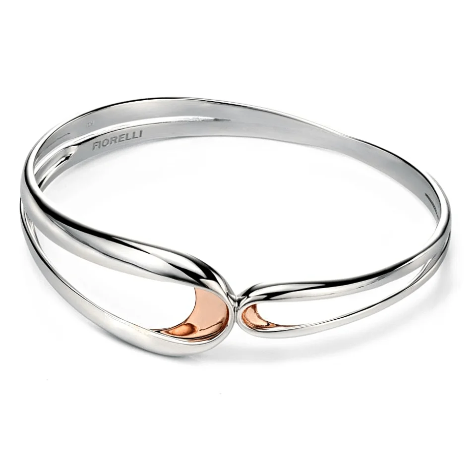 Fiorelli Silver & Rose Gold Plated Folded Loop Bangle