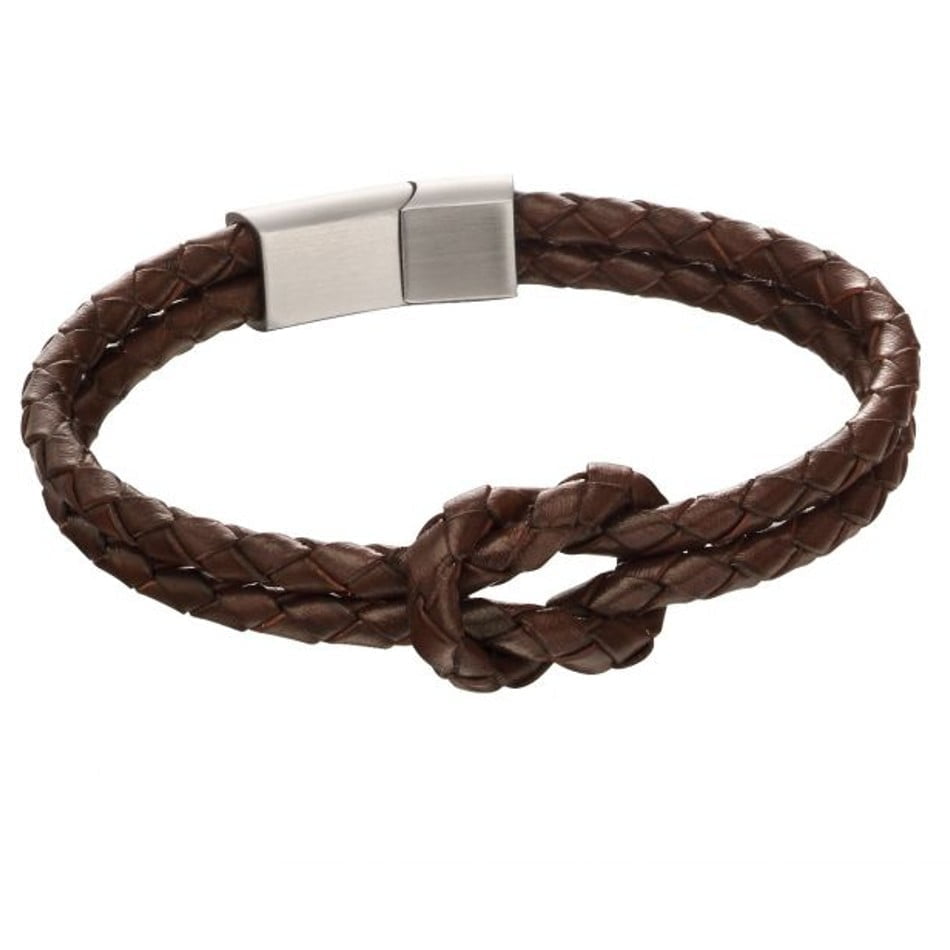 Fred Bennett Double Knott Brown Leather Bracelet