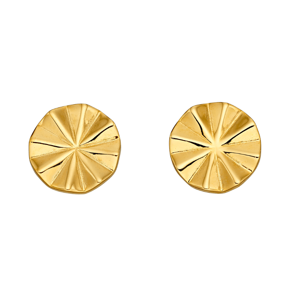 Fiorelli Yellow Gold Plated Diamond Cut Bevelled Stud Earrings