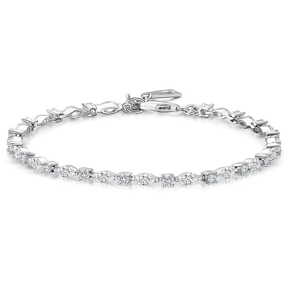 Jools By Jenny Brown Silver Marquise & Round Brilliant Cubic Zirconia Tennis Bracelet