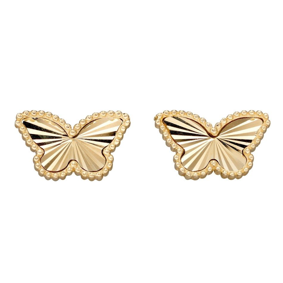 Elements Gold 9ct Yellow Gold Butterfly Stud Earrings