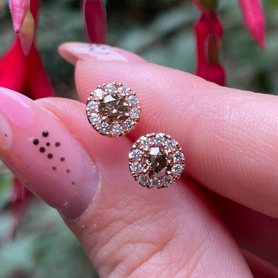 18ct Rose Gold Chocolate Diamond Stud Earrings