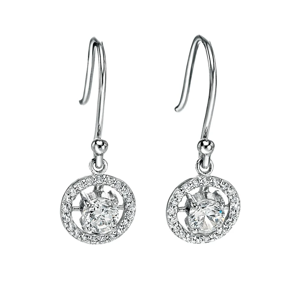 Fiorelli Silver Pave Cubic Zirconia Round Drop Earrings