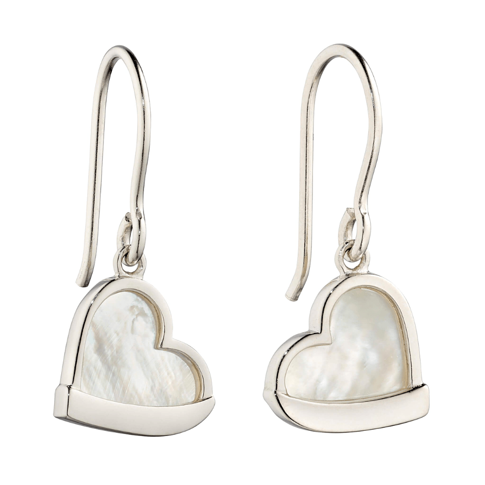 Fiorelli Silver Mother Of Pearl Heart Drop Earrings