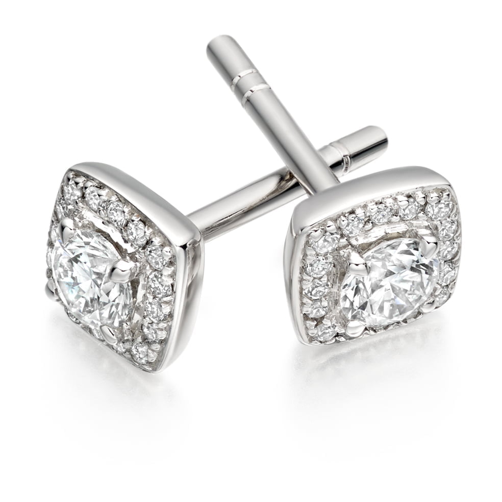 18ct White Gold 0.30ct Diamond Halo Stud Earrings