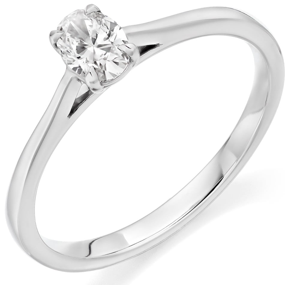 Platinum 0.30ct Oval Diamond Solitaire Engagement Ring
