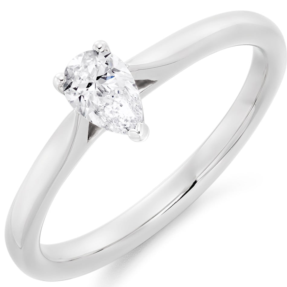 Platinum 0.34ct Pear Cut Diamond Solitaire Engagement Ring