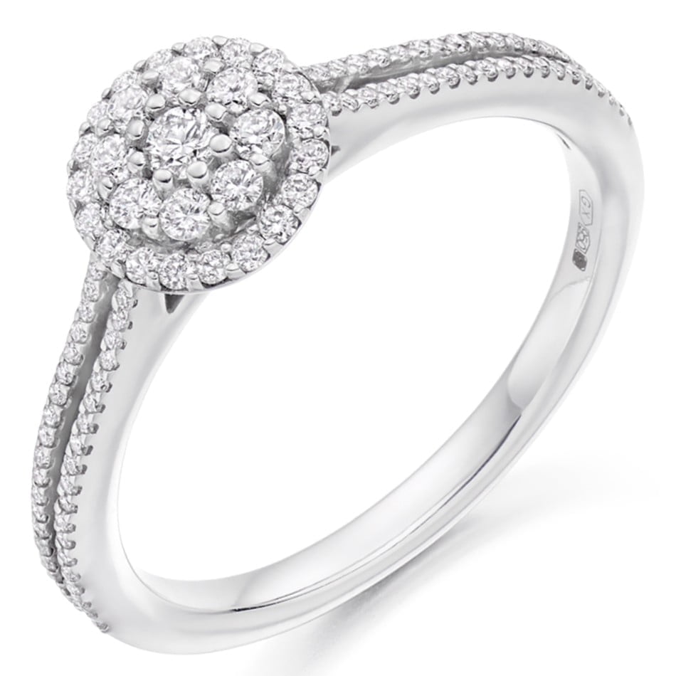Platinum 0.40ct Diamond Cluster Engagement Ring