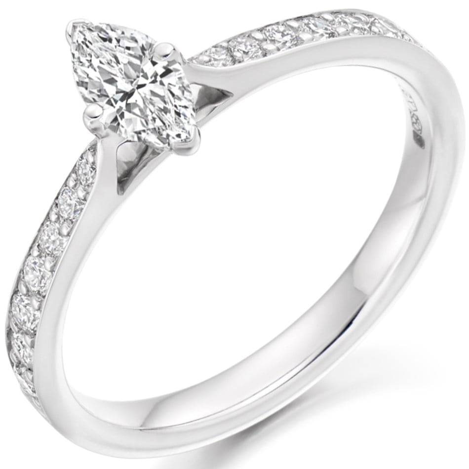 18ct White Gold 0.63ct Marquise Diamond Solitaire Engagement Ring