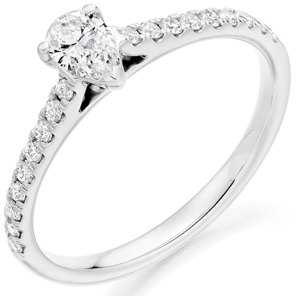 Platinum 0.45ct Pear Cut Diamond Engagement Ring