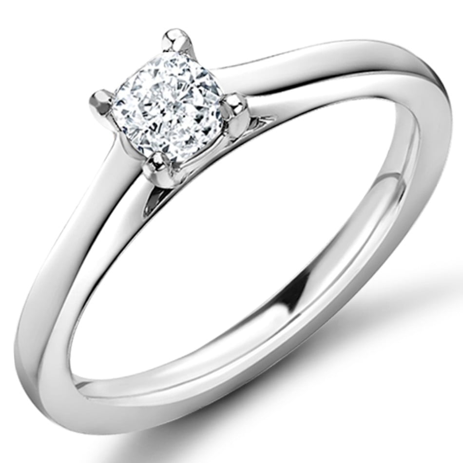 18ct White Gold Cushion Cut Diamond Engagement Ring