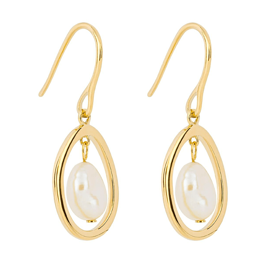 Fiorelli Silver & Yellow Gold Plated Floating Freshwater Pearl Drop Earrings