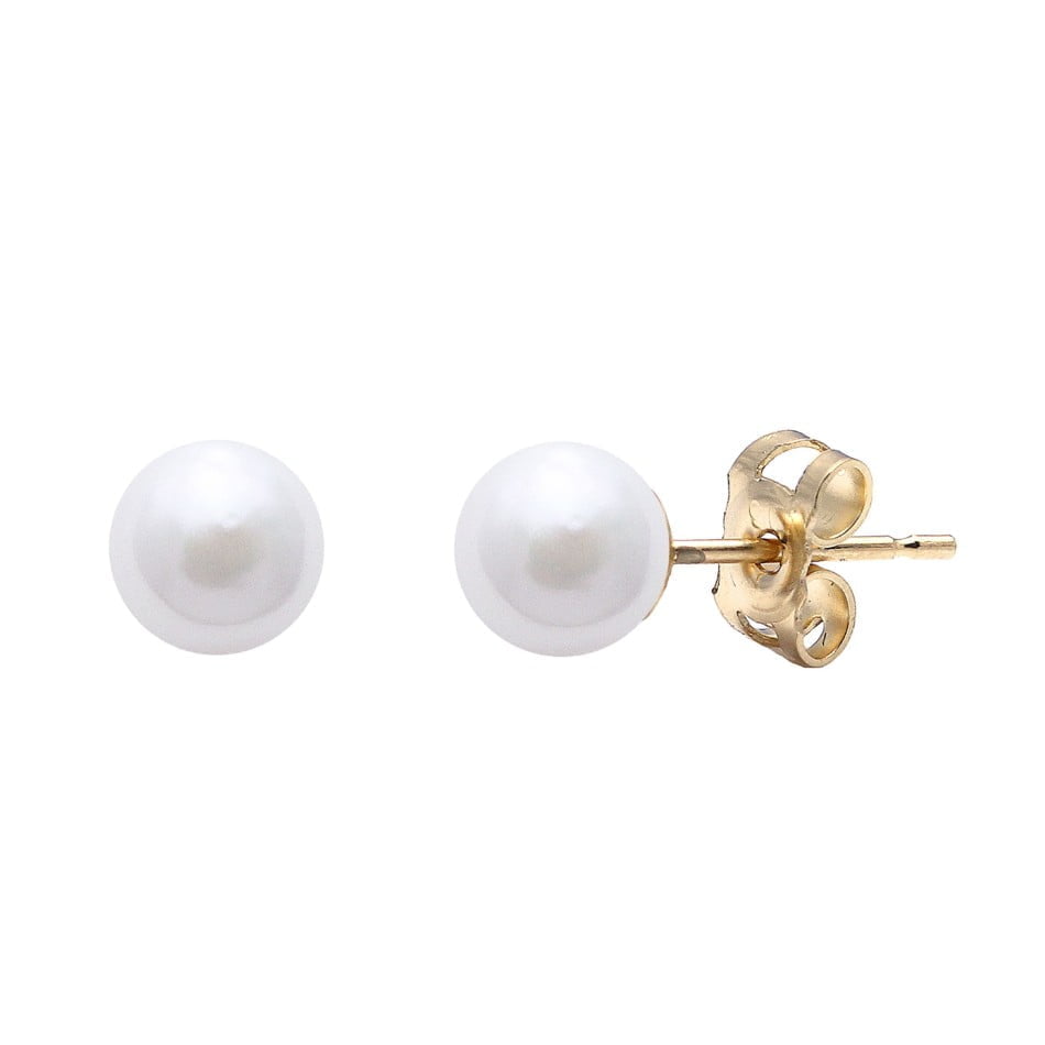 Raw Pearls 9ct Yellow Gold 4mm Cultured Akoya Pearl Stud Earrings