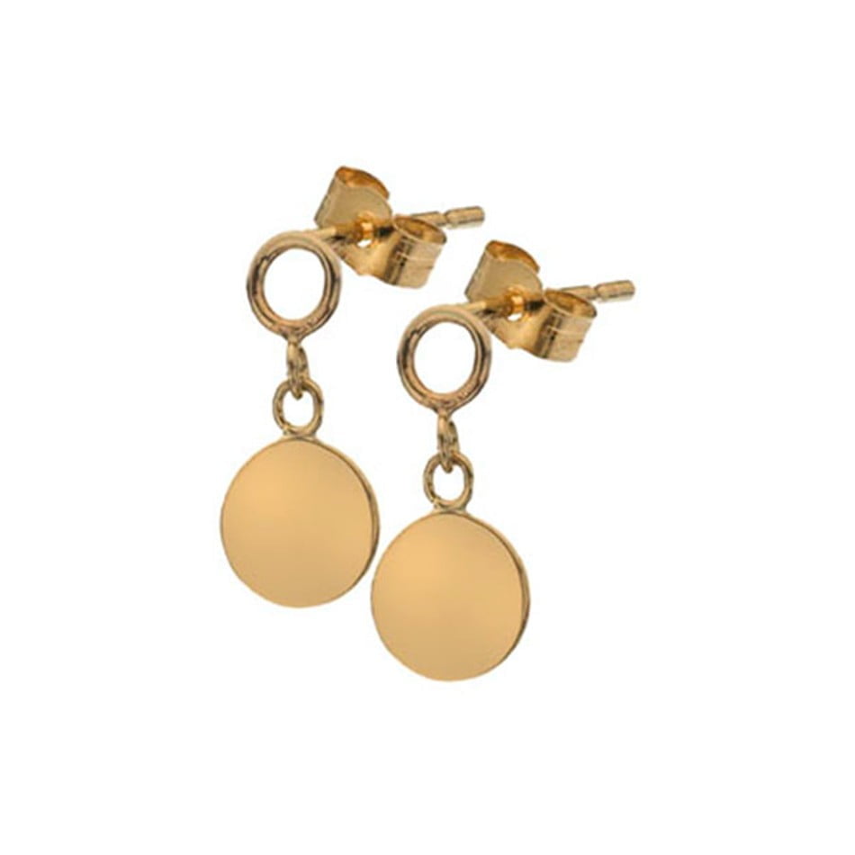Curteis 9ct Yellow Gold Disc Drop Earrings