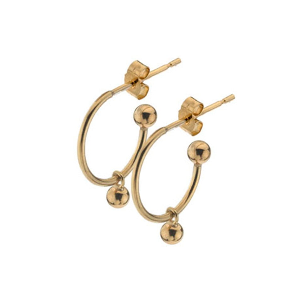 Curteis 9ct Yellow Gold Bead Hoop Earrings