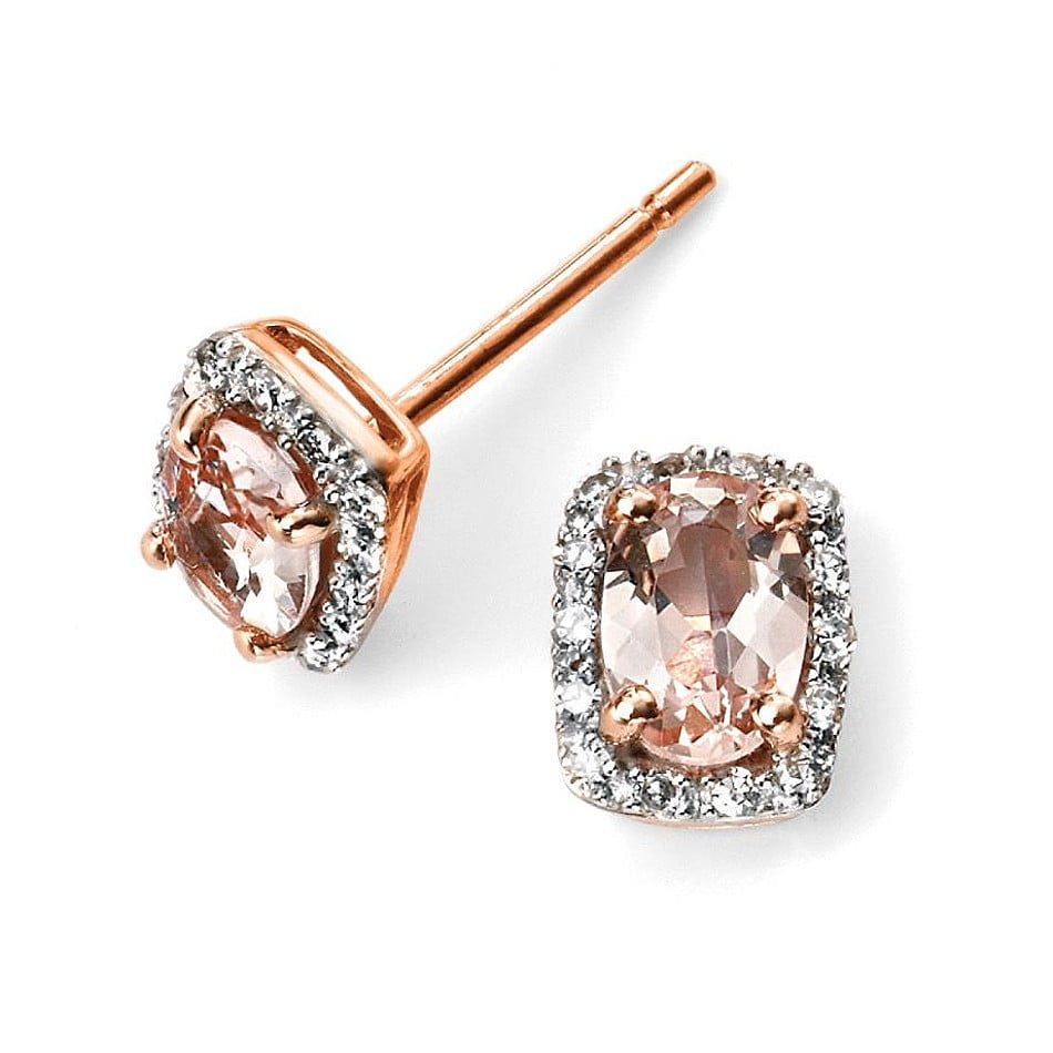 Elements Gold Rose Gold Morganite & Diamond Earrings