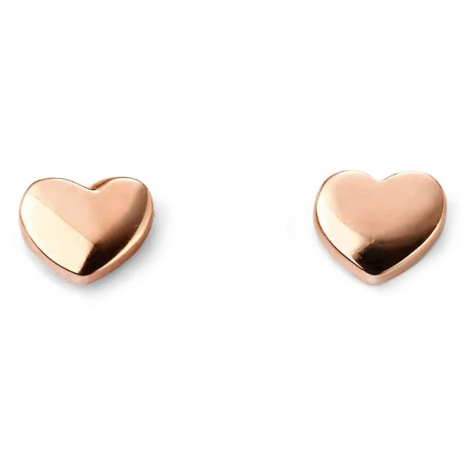 Elements Gold 9ct Rose Gold Heart Stud Earrings