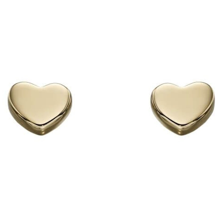 Elements Gold Plain Small Heart Stud Earrings