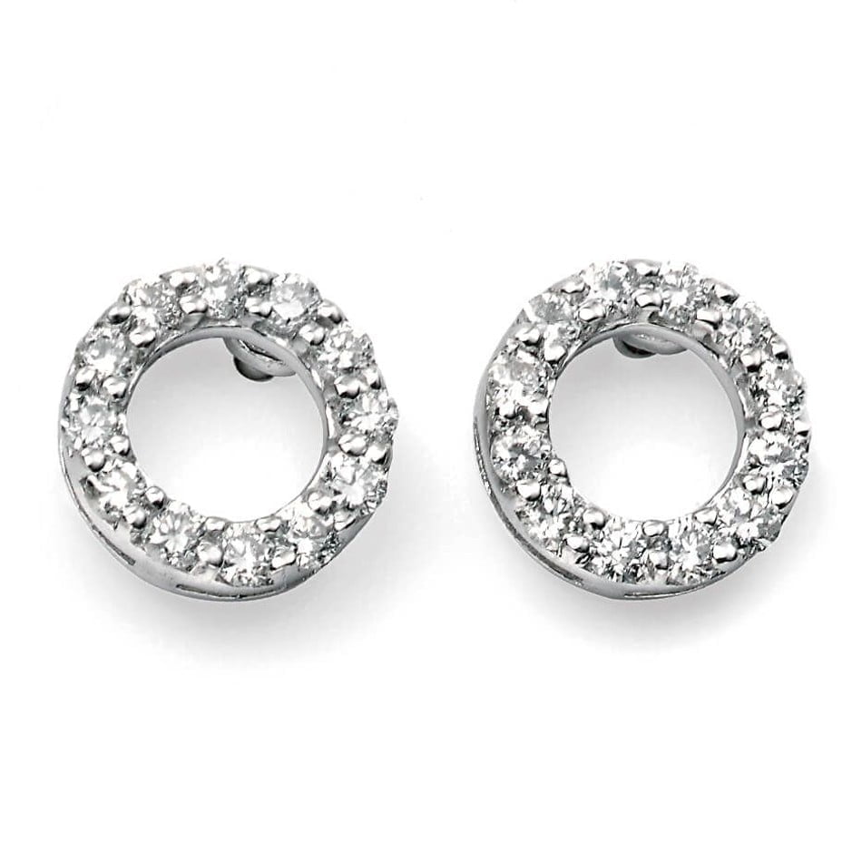 Elements Gold Diamond Open Circle Stud Earrings