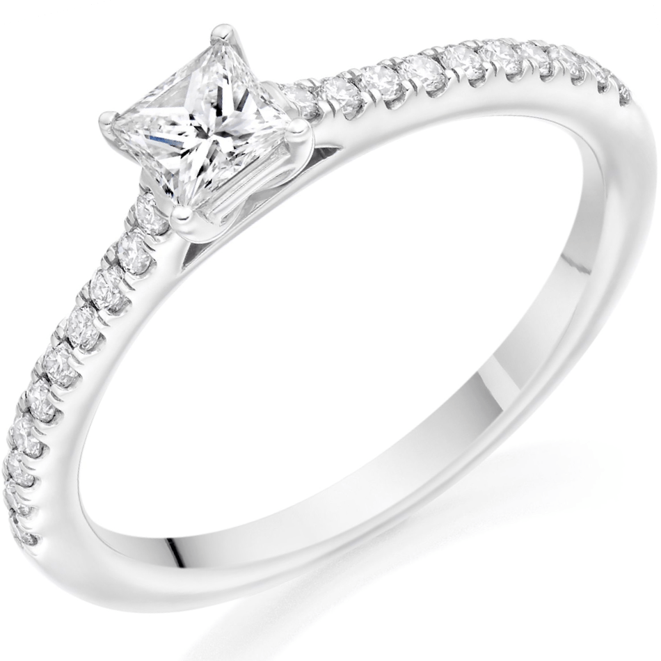 18ct White Gold 0.30ct Princess Cut Diamond Engagement Ring