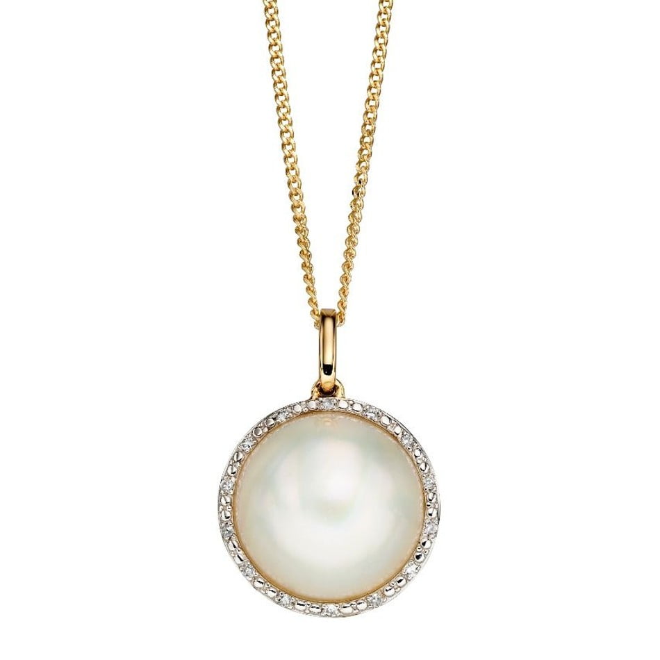 Elements Gold Mabe Pearl & Diamond Necklace