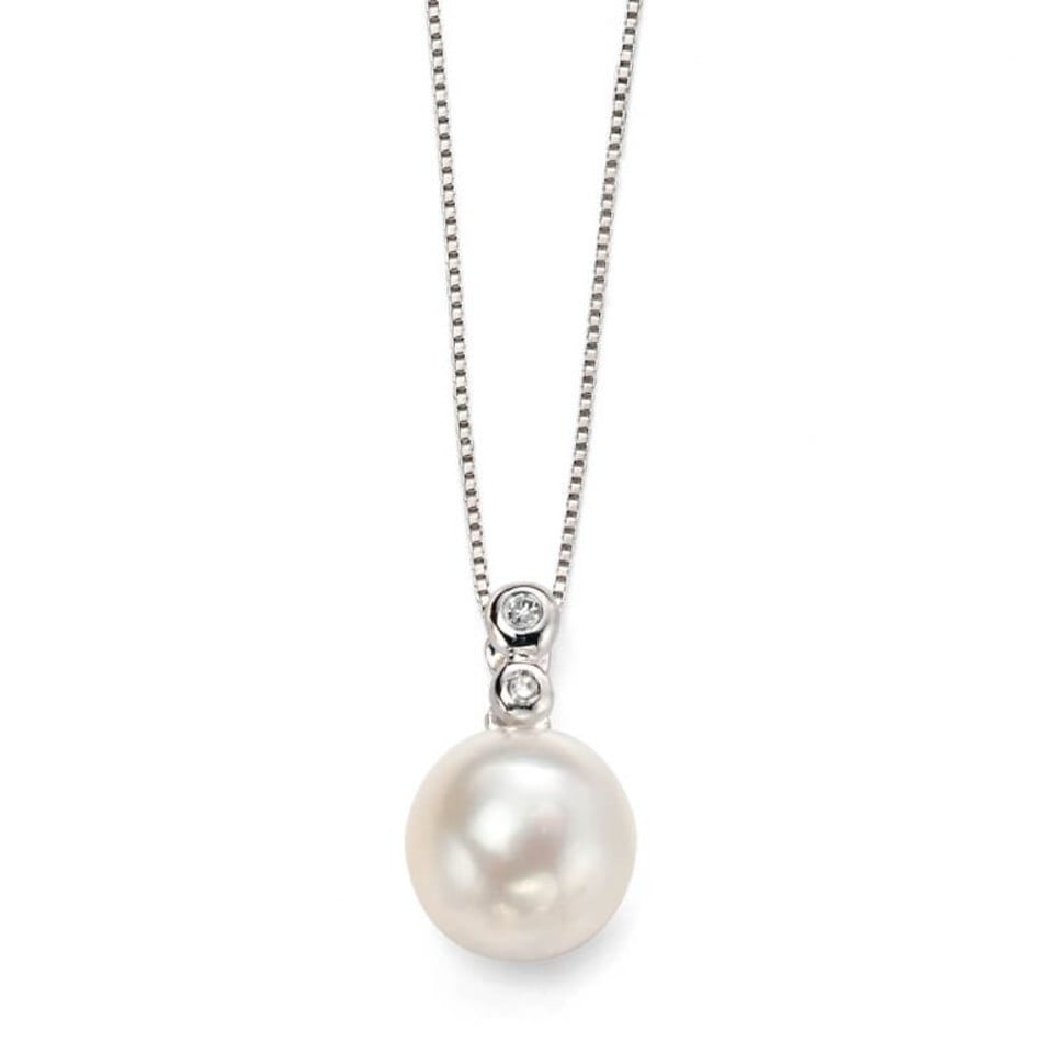 Elements Gold Freshwater Pearl & Diamond Necklace
