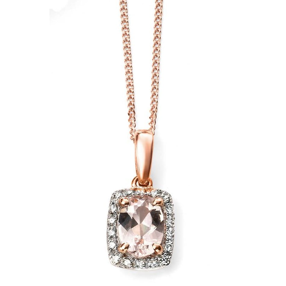 Elements Gold Rose Gold Morganite and Diamond Necklace