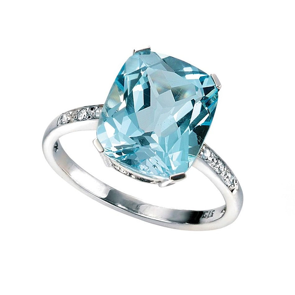 Elements Gold Sky Blue Topaz and Diamond Ring