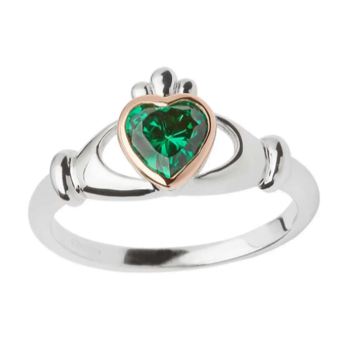 Silver and Rose Gold Claddagh Ring