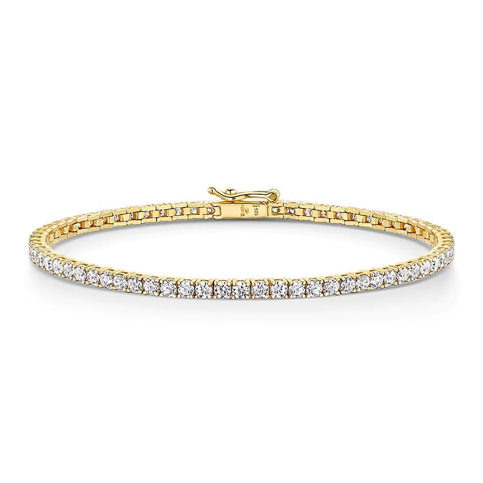 Jools By Jenny Brown Sterling Silver & Yellow Gold Plated Cubic Zirconia Tennis Bracelet