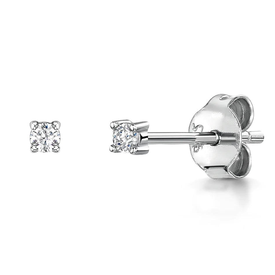 Jools By Jenny Brown Sterling Silver 2mm Cubic Zirconia Solitaire Stud Earrings