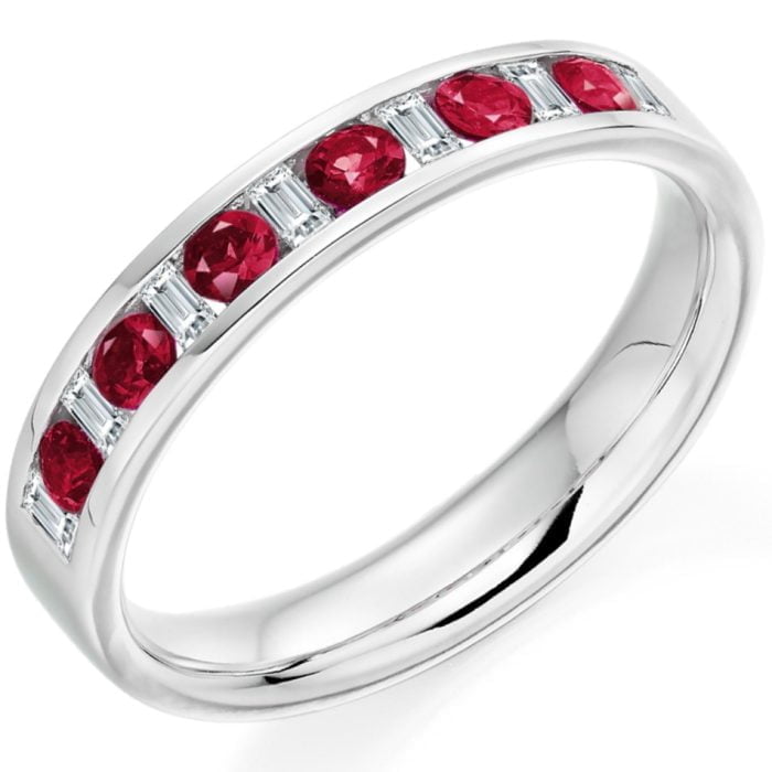 gemex ruby and diamond half eternity ring