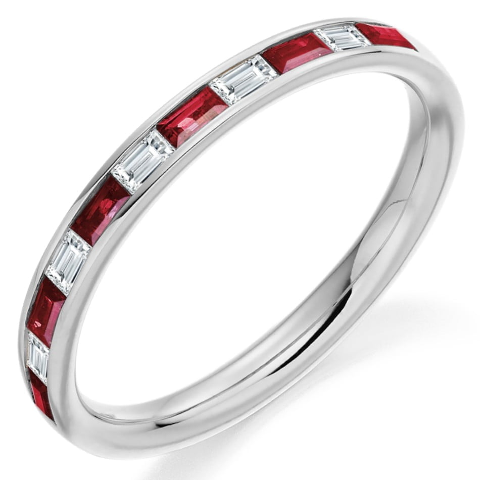 18ct White Gold Ruby & Diamond Eternity Ring