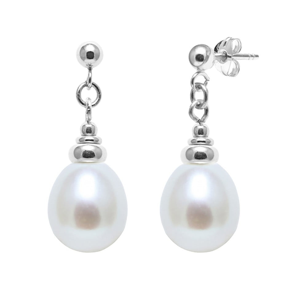 Raw Pearls Silver Teardrop River Pearl Drop Earrings