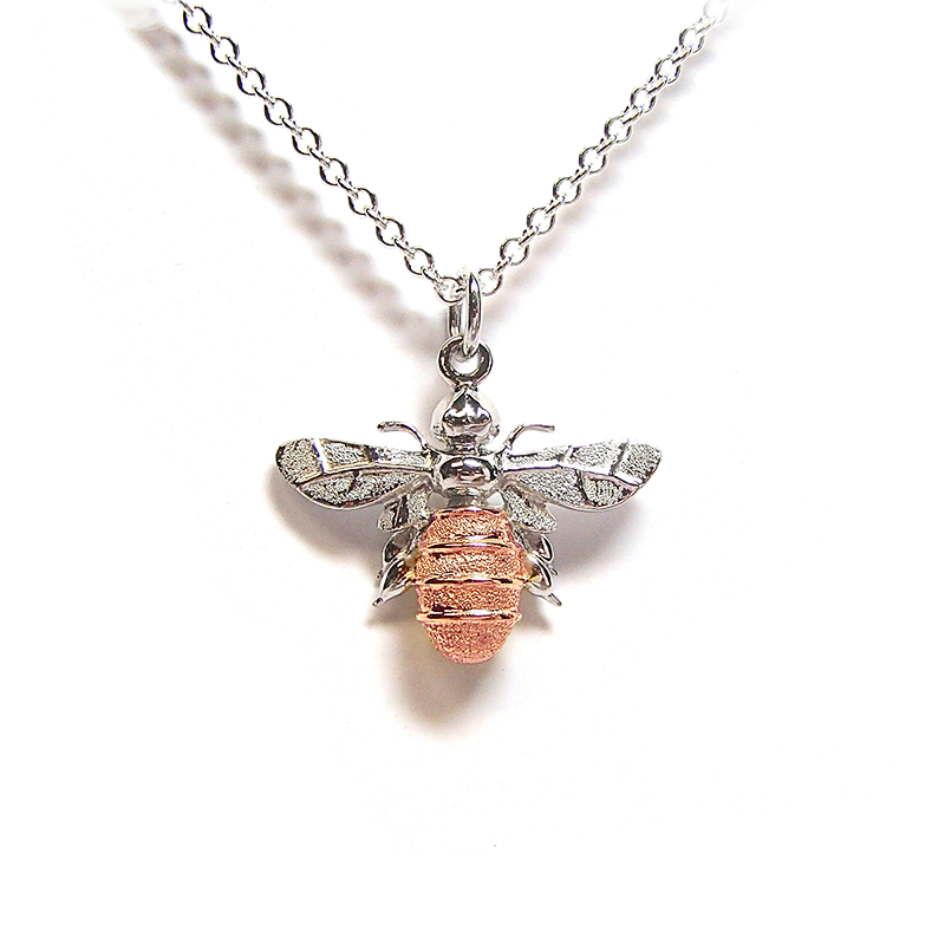 Lydia's Bees Rose Gold & Silver Large Honeybee Pendant