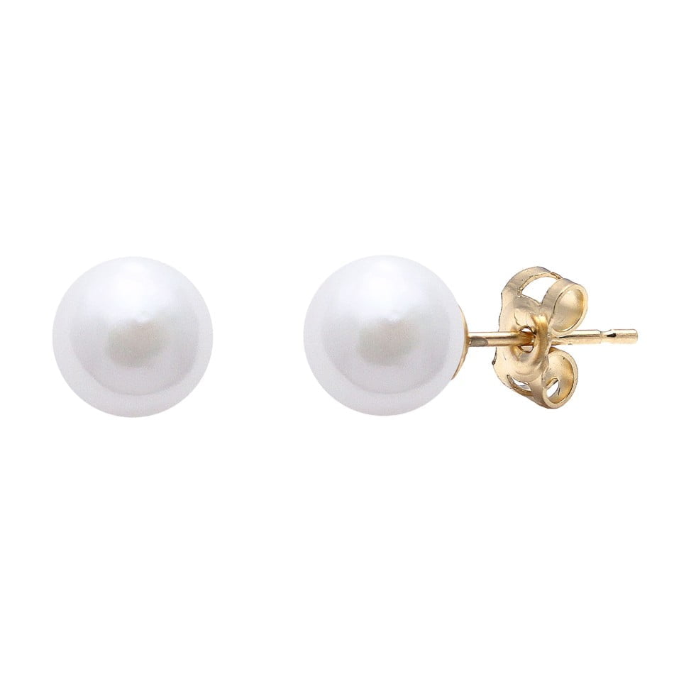 Raw Pearls 9ct Yellow Gold 5mm Cultured Akoya Pearl Stud Earrings