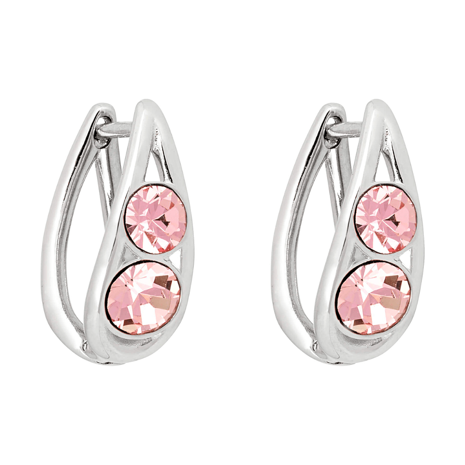 Fiorelli Silver Light Rose Crystal Teardrop Hoop Earrings