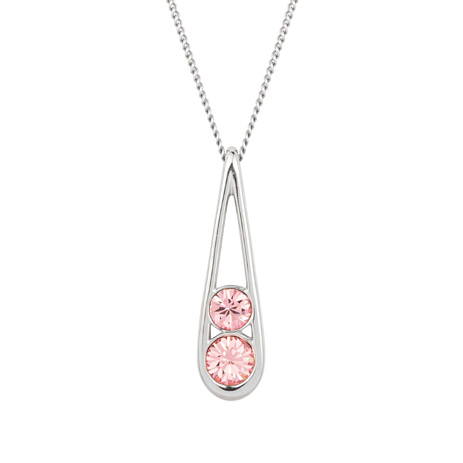 Fiorelli Silver Light Rose Crystal Teardrop Pendant