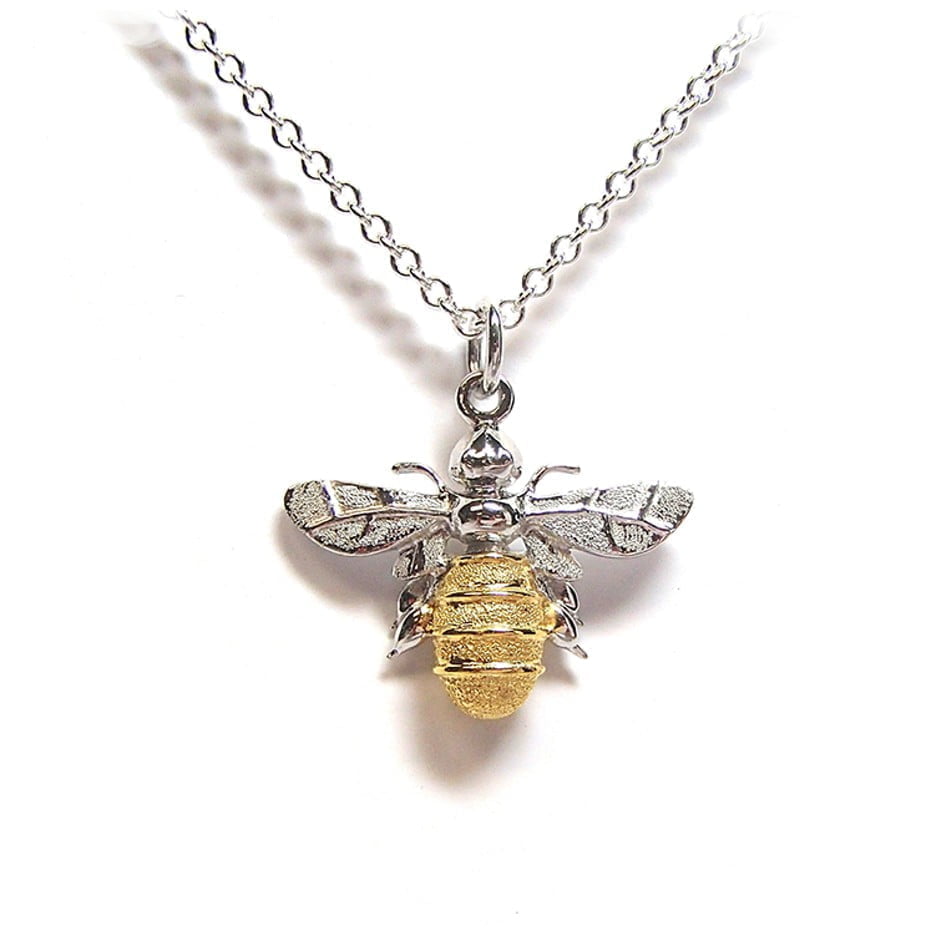 Lydia's Bees Yellow Gold & Silver Large Honeybee Pendant