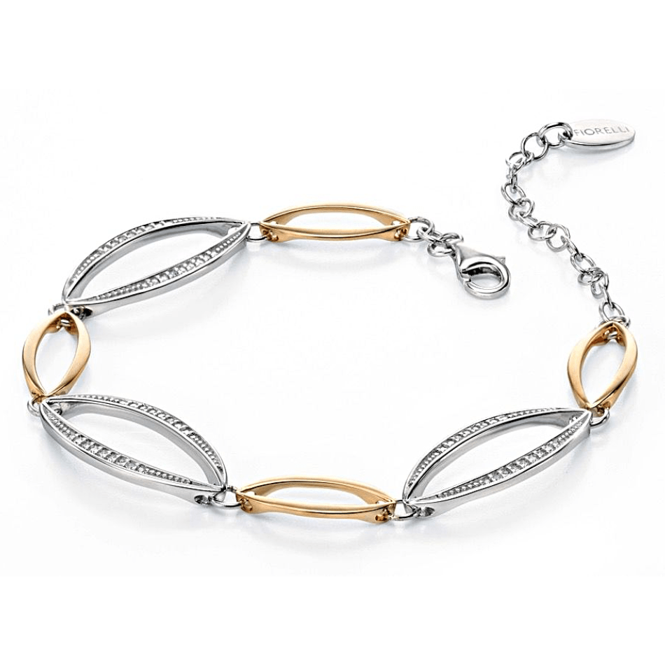 Fiorelli Silver & Yellow Gold Plated Open Marquise Cubic Zirconia Bracelet