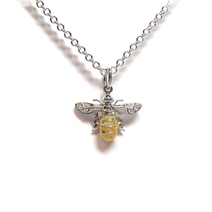 Lydia's Bees - Mini Bee Pendant – Sterling Silver & 9ct Yellow Gold Plated